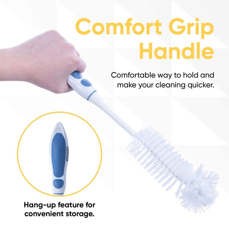 Superio Bottle Brush Scrubber Long, Blue and White Baby Bottle
