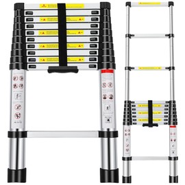 Telescoping Ladder 10.5FT, Telescopic Extension Ladder, Aluminum Alloy Folding Ladder Portable Multi-Purpose for Indoor Outdoor Work, Heavy Duty 330 lbs Load