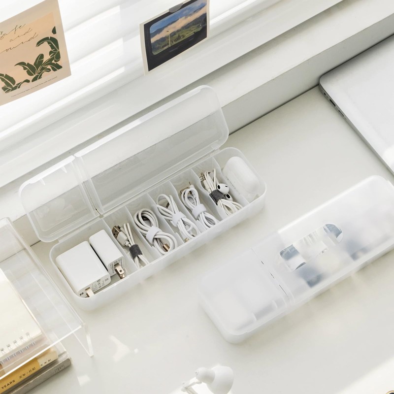 Cable Storage Box, Pack of 2 Cable Organiser Box, Charging