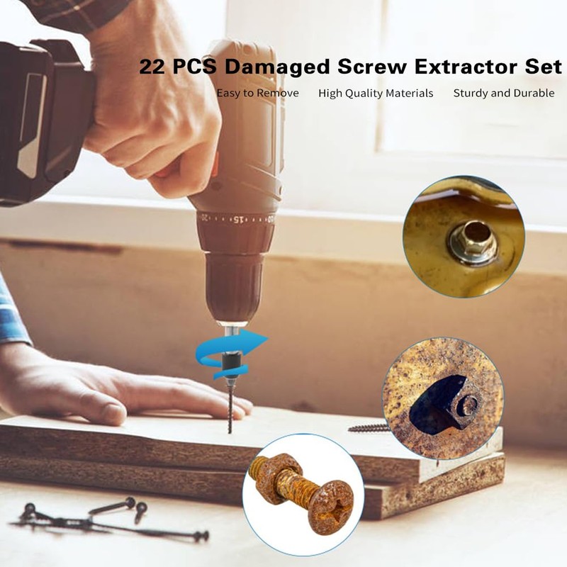JoyTube 22 PCS Damaged Screw Extractor Set, Easy Out Stripped