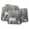 Silver Kangaroo Elephant with Baby Coasters - set of 4
