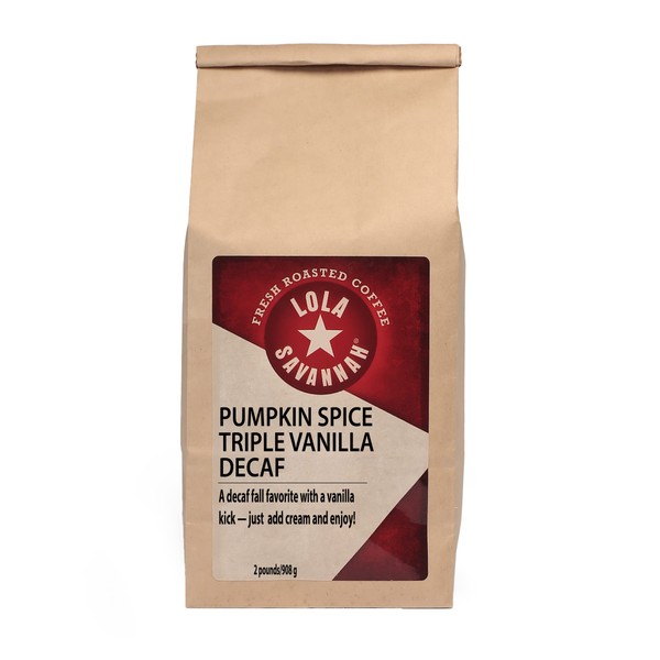 Lola Savannah Pumpkin Spice Triple Vanilla Whole Bean Decaf Coffee,