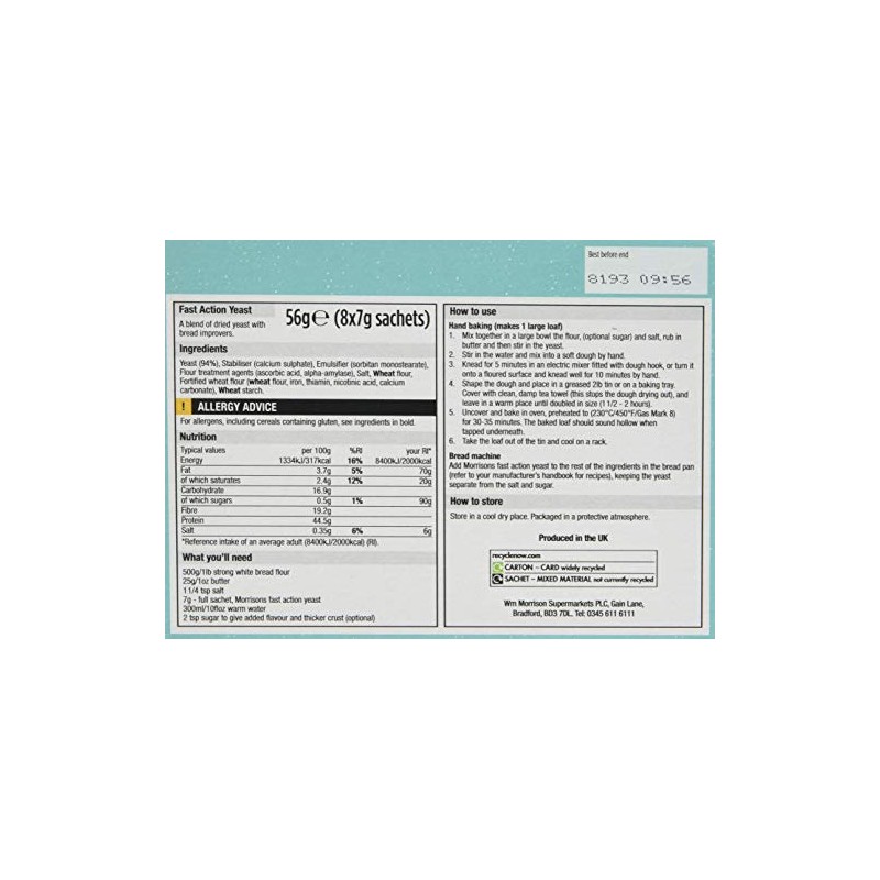 Morrisons Fast Action Yeast, 56 g, Pack of 10