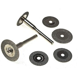 toolzone HB263 Diamond Coated Mini Cutting Disc Wheels for Hobby Drills - Silver (6-Piece)