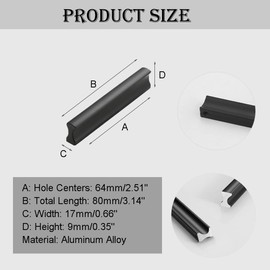 ETOPARS Pack of 10 Cabinet Drawer Furniture Handles Knobs Door Handle Bar Handle Kitchen Handle Wardrobe Pulls Furniture Handles Cabinet Drawer Handle Door Knobs (64 mm / 2.51 inches, Black)