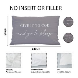 Knibeo Give It to God and Go to Sleep,Decorative Pillows Cover for Bed,Throw Pillows Cover for Bed,16x24 Inch Silk Pillow Case,Decorative Bed Pillows Cover for Bedroom Room（Black 16" x 24"）