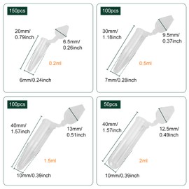 400 pieces 4 sizes sample tubes, reaction vessels fabric capsules, 0.2 ml, 0.5 ml, 1.5 ml, 2 ml coke tubes, empty centrifuge tubes, transparent reaction vessels, fabric capsules