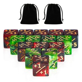 Colour Mixed with Beads 48 Black Backed Plus/Minus Colour Cube and 2 Fabric Bags, 6-Sided Dice Colourful, Colourful Beads Patterned Dice, Magic Cube with Plus or Minus Signs (48)