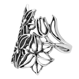 AeraVida See Through Wild Flower .925 Sterling Silver Ring | Delicate Wedding Rings For Women | Vintage Comfort Fit Silver Rings for Women | Promise Ring | Sterling Silver Rings Sizes (6)