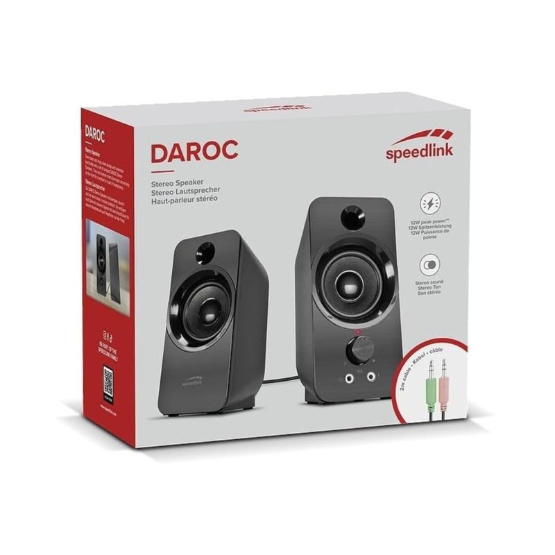 Speedlink Daroc Stereo PC Speaker, 3.5 mm Jack Plug, 12