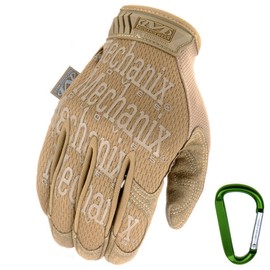 Mechanix Wear Original Gloves - Breathable & Abrasion Resistant + Gear Carabiner - Original Glove in Black, Coyote, Multicam/Size S, M, L, XL - Coyote, size: xl