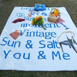 Waterproof Picnic Blanket | Extra Large Lawn Blanket wiht Cotton-Filled Handle - Quick Drying, Lightweight Sandproof Handy Mat Tote for Travel, Hiking, Music Festivals