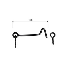 DMX - Storm Hooks with Eyelets Window Hooks Door Hooks Cabin Hooks Gate Hooks Window Latch Small Eye Latch & Bolts, Mounting Screws for Shutters, Gates, Doors, Pack of 1 - ZHK - Black, 120 mm