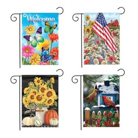 Briarwood Lane Seasonal Assortment Garden Flag Bundle (Set of 4) Floral 12.5" x 18"