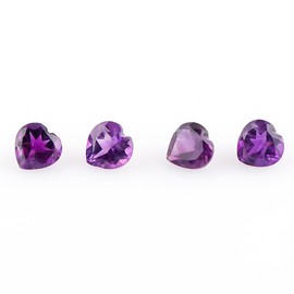 4 PCS,5X5 MM, AURA GEMS Natural Amethyst Crystal, Brilliant Cut, Heart Shape, Jewelry Making Supply, Chakra Energy Healing Gemstone, Real Crystal, Birthstone, Wholesale deal