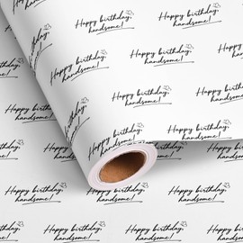 Dtiafu Birthday Wrapping Paper for Men - Happy Birthday Handsome Design Gift Wrap Sheets for Birthday Special Friend Husband Boyfriend - Total 28.5sq.ft
