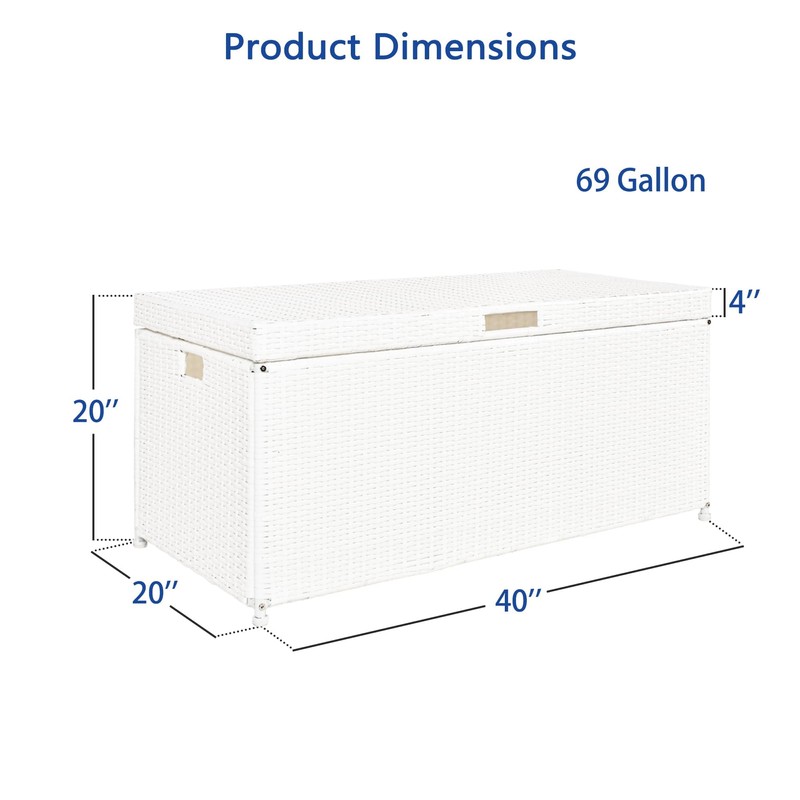 Outdoor 70 Gallon Wicker Deck Storage Box Color: White