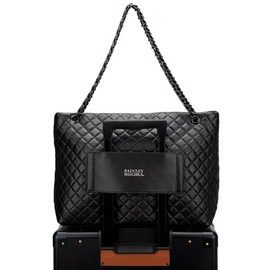 Badgley Mischka Diana Quilted Vegan Leather Travel Weekender Tote Bag | Black