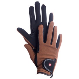 RL24 - Children's Riding Gloves Professional Nubuck | Gloves for Riding | Riding Gloves with Magic Imitation Leather | Robust, Non-Slip & Breathable | Riding Accessories in Black/Brown | 12 Years
