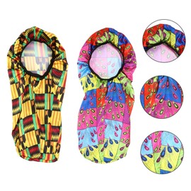 Healeved 2pcs Printed Set for Long Hair Sleep Satin Bonnet Hat for Women Elastic Band
