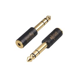 Clef Audio Labs 2-Pack Gold Plated 6.35mm (1/4'') Male to 3.5mm (1/8'') Female Stereo Audio Jack Adapter - Pure Copper TRS Plug with Aluminum Shell for Headphones, Amp, Guitar, Digital Piano, Speaker