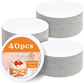PFAMKEER 40 Pcs10 Inch Cake Board,White Cake Boards Round,Food Grade Cardboard Cake Rounds,Disposable Cake Plates,10 Inch Cake base,Waterproof and Oil proof Cake Tray Cake Pizza Circles