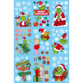 RICEDUO Christmas Window Clings, 9 Sheets Double-Sided Printed Christmas Elf Faces Window Stickers, Christmas Window Decals with Snowflake Decals for Christmas Decorations