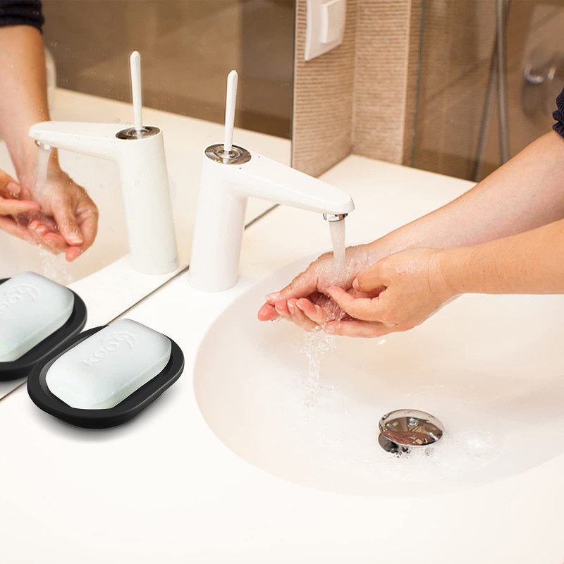 Qudubuy 2-Pack Plastic Soap Holders with Drip Tray, Double Layer