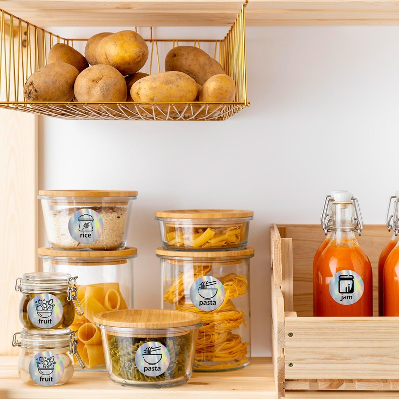 HUIJUTCHEN 2 Rolls Holographic Thermal Labels 1.96" Circle Sliver Custom