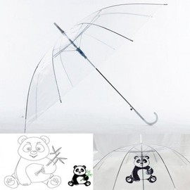 Basic Art Panda Automatic Umbrella Transparent Modern Vinyl Umbrella (WFJE14M) / 미술용 기본 판다 자동우산 투명우산 모던 비닐우산 (WFJE14M)