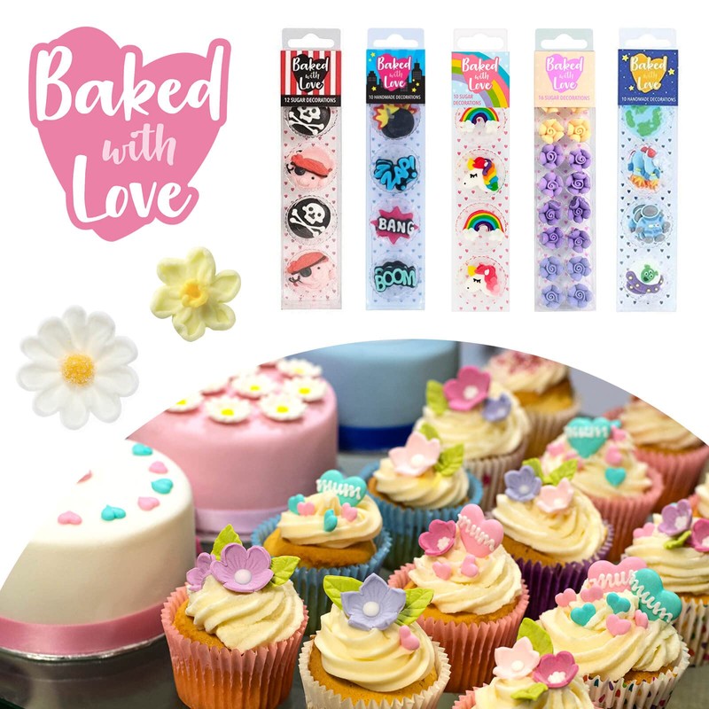 Baked with Love Baby Girl Cupcake Decorations - Sugar -