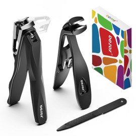 BEZOX Nail Clipper Set for Seniors – Curved Head Toe Nail Clippers, 360° Rotating Jaw Toenail Clippers for Thick Nails & Metal Nail File for Comfortable, Easy Trimming