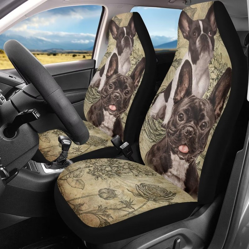 Xoenoiee French Bulldog Car Seat Cover Front Seats Only Full