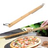 Long Pizza Oven Brush with Scraper Mounted Metal Bristles Pizza