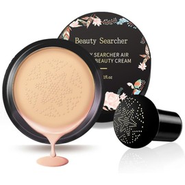 Beliky Girl CC Cream Foundation with Mushroom Head Air Cushion Full Coverage for Flawless Makeup Moisturizing Brightening Pigment Liquid Foundation, Even Skin Tone Makeup #Natural