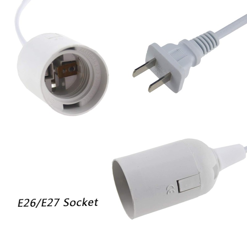 Rextin Double E26/E27 LED Light socket 21FT extension cord with