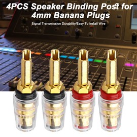 MEIRIYFA Speaker Binding Post 5-Way Banana Jack Socket Speaker Terminal Connector 4mm Gold Plated Brass Insulated Binding Post for Amplifier (4PCS)