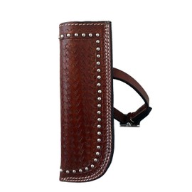 Equitem Basketweave Tooled Leather Flag Carrier for Saddle (Brown)