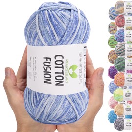 MeriWoolArt® Cotton Yarn - 100% Cotton Yarn, Multicoloured Textile Yarn, DK & Super Light, 100 g Ball, Ideal for Knitting, Crochet & Summer Accessories