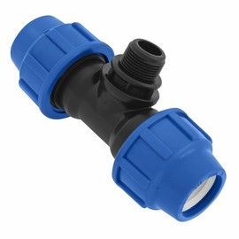 SmartProduct T-Piece PE Pipe Fitting 32 mm x 1 x 32 mm Male Thread AG Screw Connection PN16 DVGW Drinking Water Certified - Clamp Connector - PP T Piece Coupling for PE80 PE100 Pipes - Pack of 1