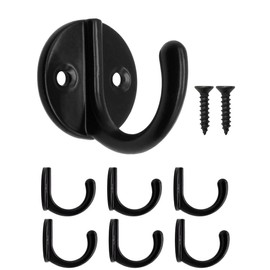 Fuxxer® 6 x coat hooks, towel hooks, iron hooks, black, set of 6