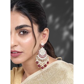 Aheli Indian Traditional Drop & Dangle Chandbali Earring Ethnic Bollywood Wedding Jewelry Gift for Women Maroon