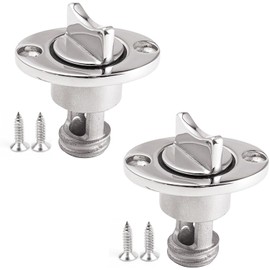 2PCS Marine Stainless Steel 316 Boat Oval Garboard Drain Plug Fits 1'' Hole Thread with Rubber Washer Gaskets and Screws (2, Type: Fits 1'' Hole Thread)