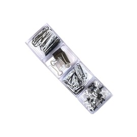 Vsorce4u 104pcs Mixed Stationery Set - Stationery Accessory Clips & Pin Set Paper Clips, Bulldog Clips, Push Pins For Home, School, Office (Black & White)