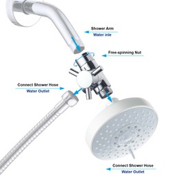 BANGPU 3 Way Shower Arm Diverter Valve for Hand Shower Head and Fix Spray Head G1/2 Bathroom Universal Shower System Replacement Part, Chrome