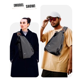 CrossBody bag Sling Bags for Men Women Multipurpose shoulder Backpack Fanny Pack Water Resistant Casual Daypacks for Hiking Travel Cycling Sport Black