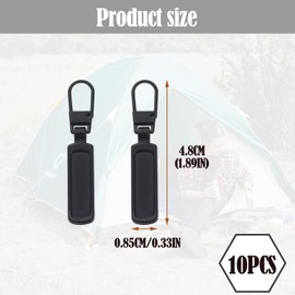 10PCS Zipper Pull Replacement Black Zip Repair Kit Zip Puller Replacement Universal Durable Zipper Slider Zipper Pull Tab Detachable Metal Zip Pulls for Purse Clothes Jeans Suitcase Luggage Pants Coat