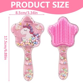 NHQZ Hair Brush for Little Girls and Kids, Slides Easily Through Knots and Won't Pull, Unicorn Glitter Bristle Brush, Pink, 1 Piece, bronze