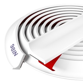 Hzetuu Shower Threshold Water Dam Barrier - Versatile, Silicone Shower Water Guard Stopper Seal Strip for Bathroom Floor, Bathtub Rim, Kitchen Countertop (White, 98 In/ 2.5M)