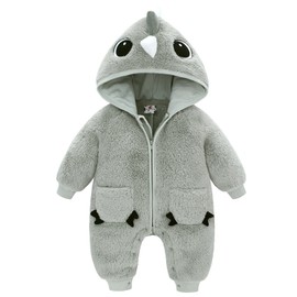 famuka Baby Boys Girls Fleece Romper Infant Hooded Cartoon Bodysuit (Green, 0-3 Months)